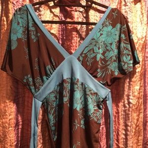 Black & Turquoise Top w/ Butterfly Sleeves